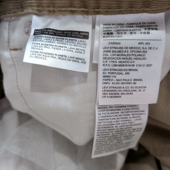 Levi’s 505 Corduroy Pants Mens 31x32 Straight Leg Tan White Tab Khaki - Picture 2 of 10